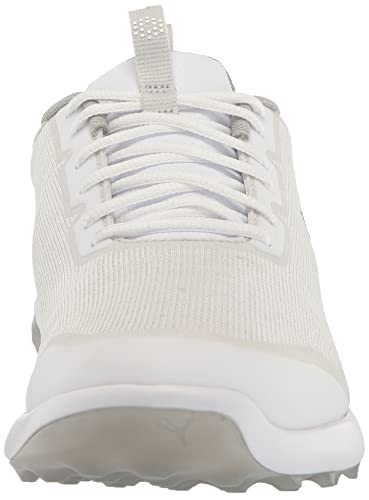 PUMA Golf Men's Fusion PRO Extra Wide Golf Shoe, Puma White-Puma Silver-High Rise, 9.5