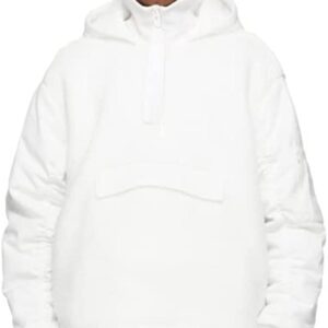 ADIDAS ORIGINALS X IVY PARK UNISEX SHERPA 1/2 ZIP LAYERED JACKET - CORE WHITE, SMALL