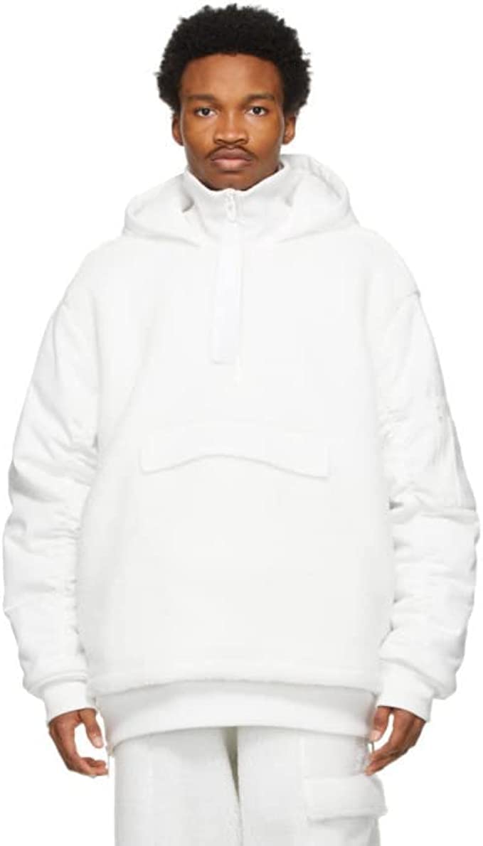 ADIDAS ORIGINALS X IVY PARK UNISEX SHERPA 1/2 ZIP LAYERED JACKET - CORE WHITE, SMALL