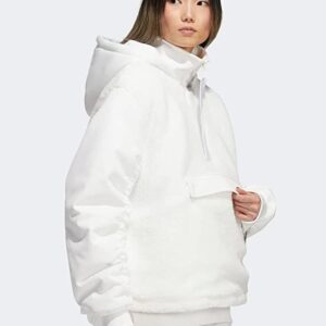 ADIDAS ORIGINALS X IVY PARK UNISEX SHERPA 1/2 ZIP LAYERED JACKET - CORE WHITE, SMALL