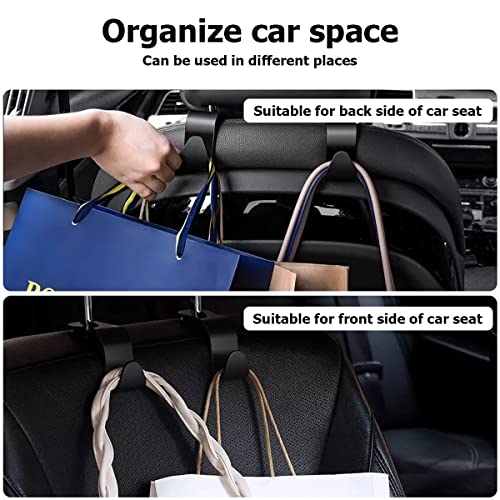 Moly Magnolia Car Seat Headrest Hook, 4PCS Multifunctional Auto Backseat Hangers, Vehicle Storage Organizer for Purse, Coat, Umbrella, Grocery, Bag, Handbag (Blue)