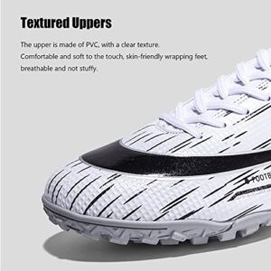 Soccer Shoes for Men High-Top Lace-Up Non-Slip Spikes Indoor Turf Futsal Football Cleats White EU 44 US 10.5