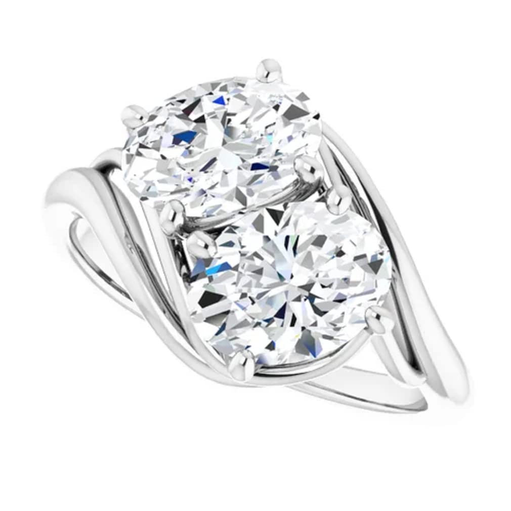 10K Solid White Gold Handmade Engagement Rings 4.0 CT Oval Cut Moissanite Diamond Solitaire Wedding/Bridal Ring Set for Womens/Her Propose Rings (7.5)