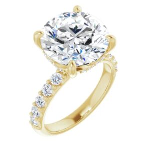 Handmade 10K Gold 6 CT Round Cut VVS1 Colorless Moissanite Engagement Ring for Women Bridal Set Moissanite Wedding Rings for Gifts Anniversary Promise Her (Yellow Gold, 9)