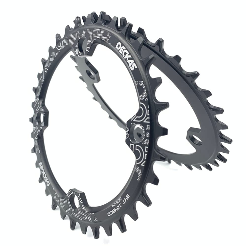 Narrow Wide Tooth Bicycle Chainring 32T 34T 36T 38T 104mm BCD Round or Oval CNC Machined Alloy Fits 9 10 11 Speed Chains (Round, 36T)