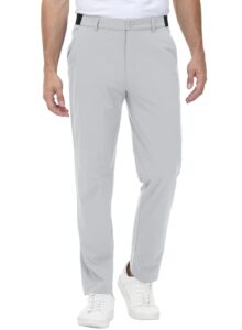 tbmpoy mens stretch golf pants lightweight quick dry casual work pant with 3 pockets light grey 36