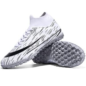 soccer shoes for men high-top lace-up non-slip spikes indoor turf futsal football cleats white eu 44 us 10.5