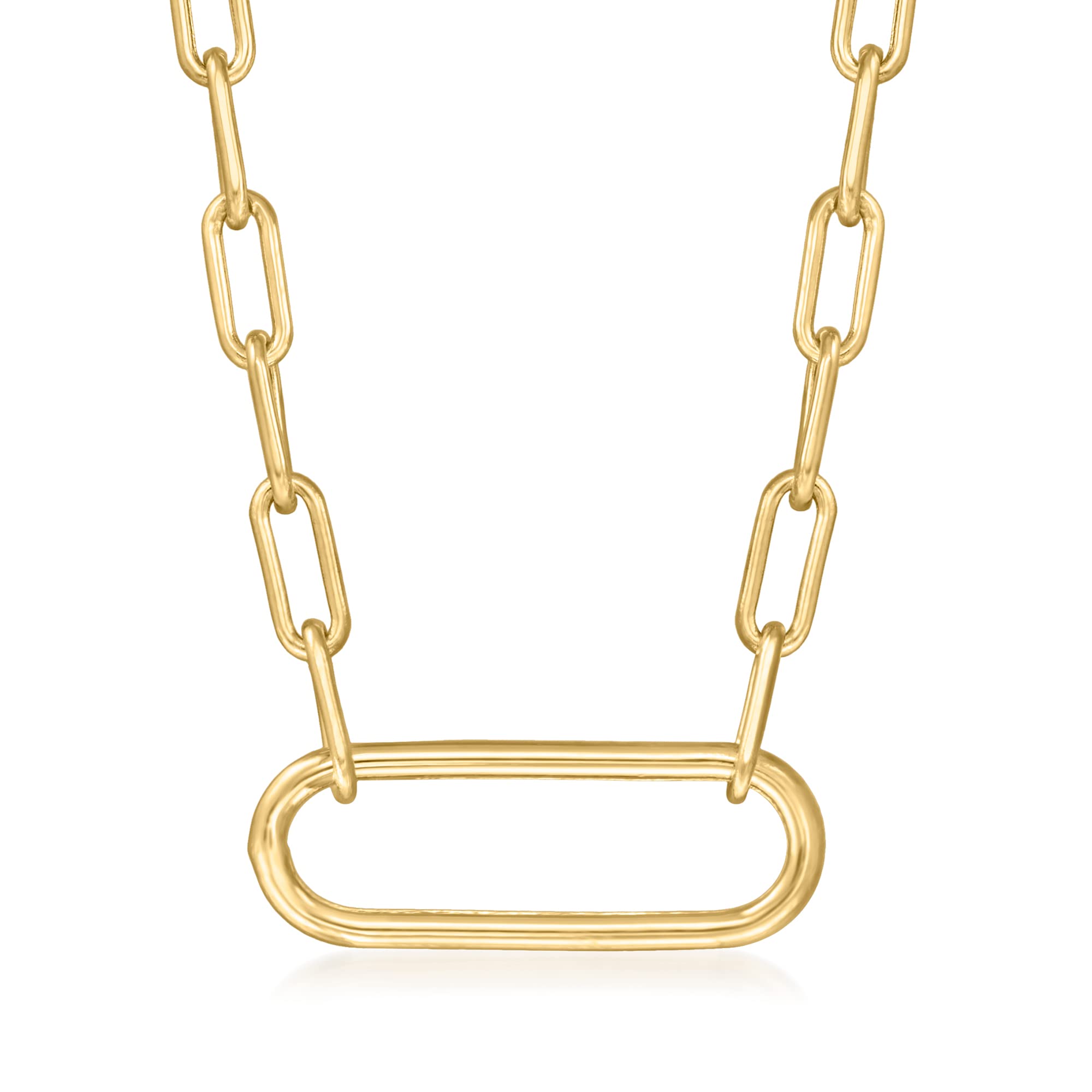 Canaria 10kt Yellow Gold Large Paper Clip Link Necklace. 20 inches