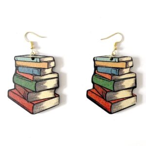 twinkle eye Color Classics Stackable Book Hanging Earrings Personality Beginning Season Teacher Student Gifts Book Earrings Double Sided Color Painting for Women