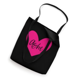 Pink Asha Name Heart Love Woman Girl Friend Personalized Tote Bag