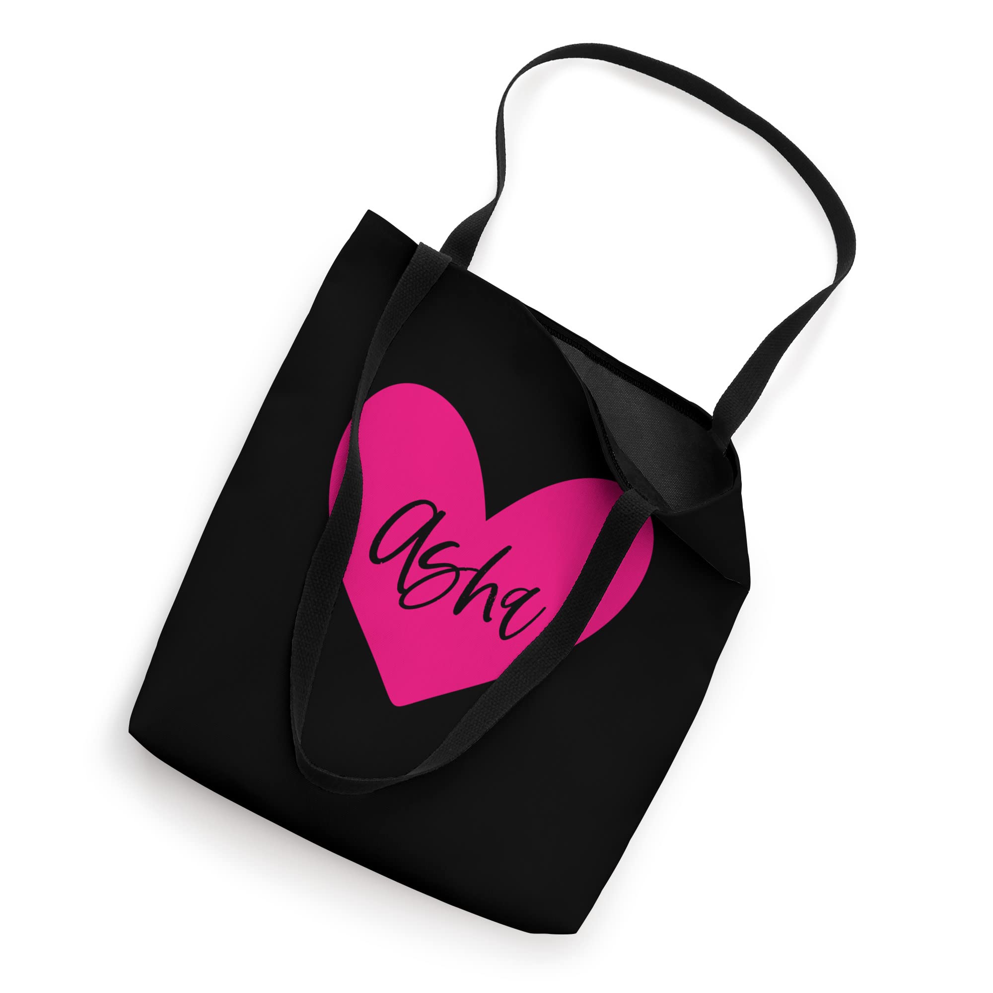 Pink Asha Name Heart Love Woman Girl Friend Personalized Tote Bag