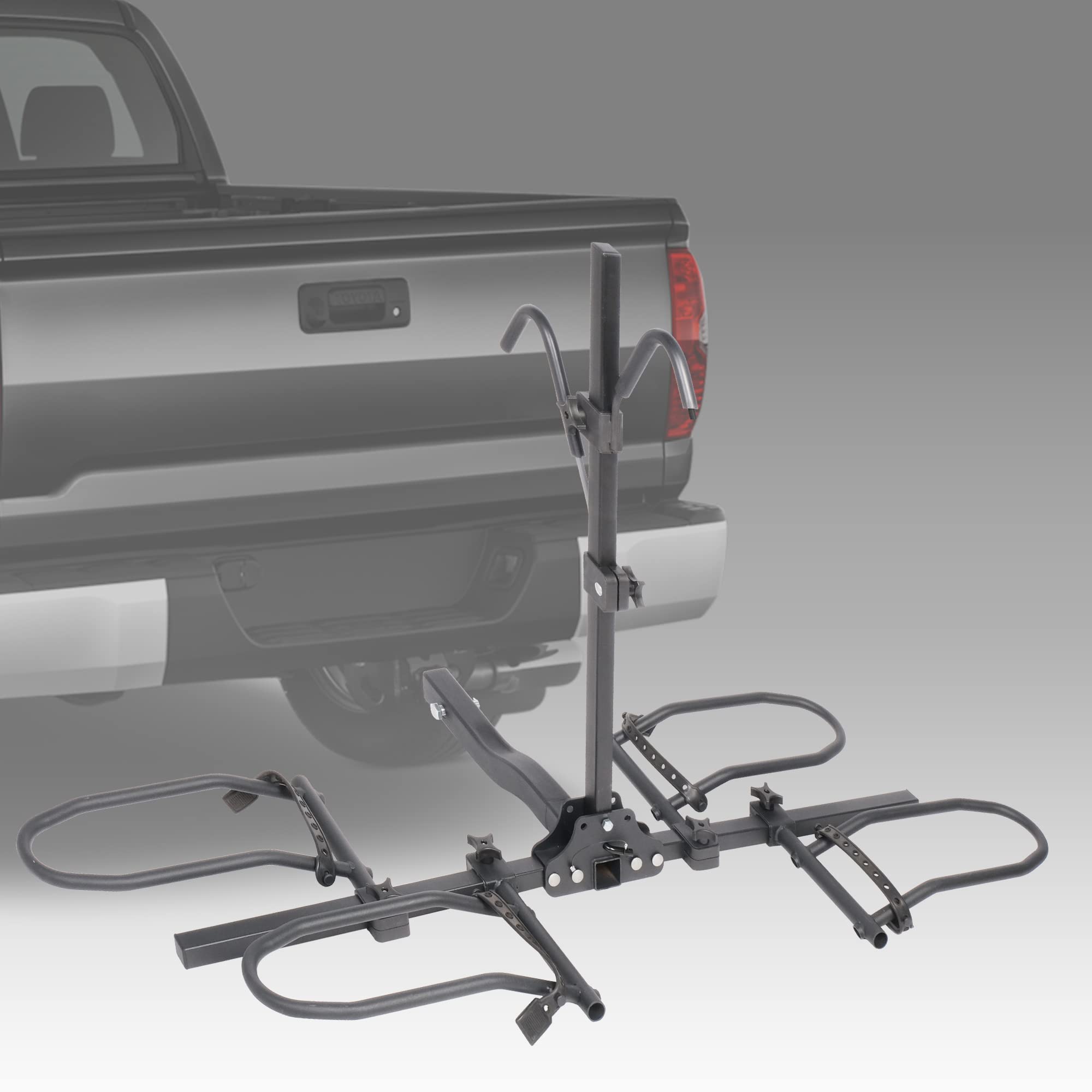 Zibomm Hitch Mount Bike Rack for 2 Bikes, Bicycle Platform Rack for Cars Trucks SUVs, ebike Rack 120 lbs Capacity with Up to 5" Fat Tire, Quick Tilt Release and Anti-Wobble with 2" Hitch Receiver