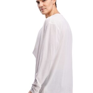 WDIRARA Men's Cowl Neck Draped Long Sleeve T Shirt Top Party Club Tops White XL