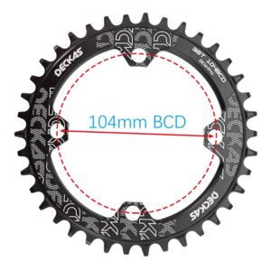 Narrow Wide Tooth Bicycle Chainring 32T 34T 36T 38T 104mm BCD Round or Oval CNC Machined Alloy Fits 9 10 11 Speed Chains (Round, 36T)