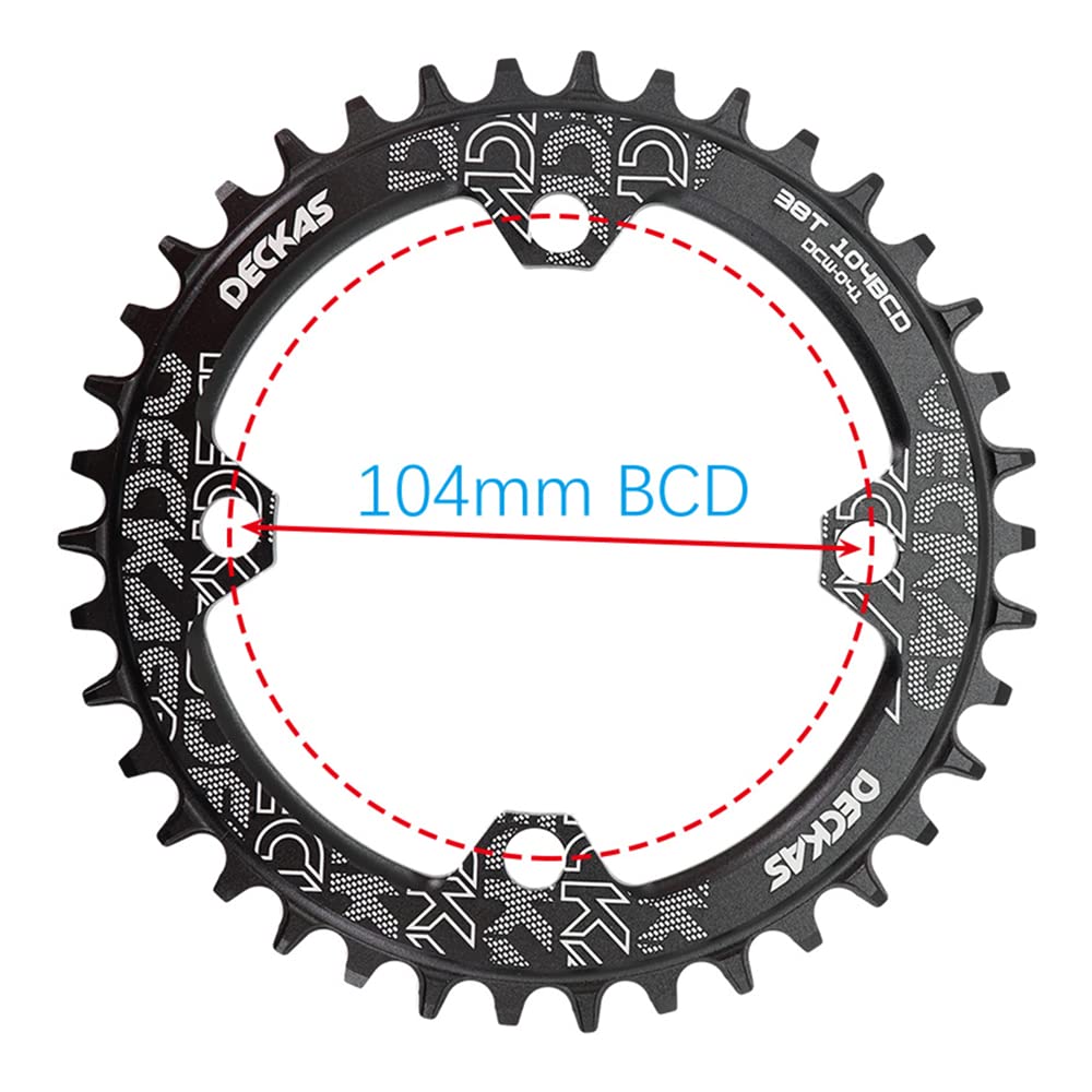 Narrow Wide Tooth Bicycle Chainring 32T 34T 36T 38T 104mm BCD Round or Oval CNC Machined Alloy Fits 9 10 11 Speed Chains (Round, 36T)