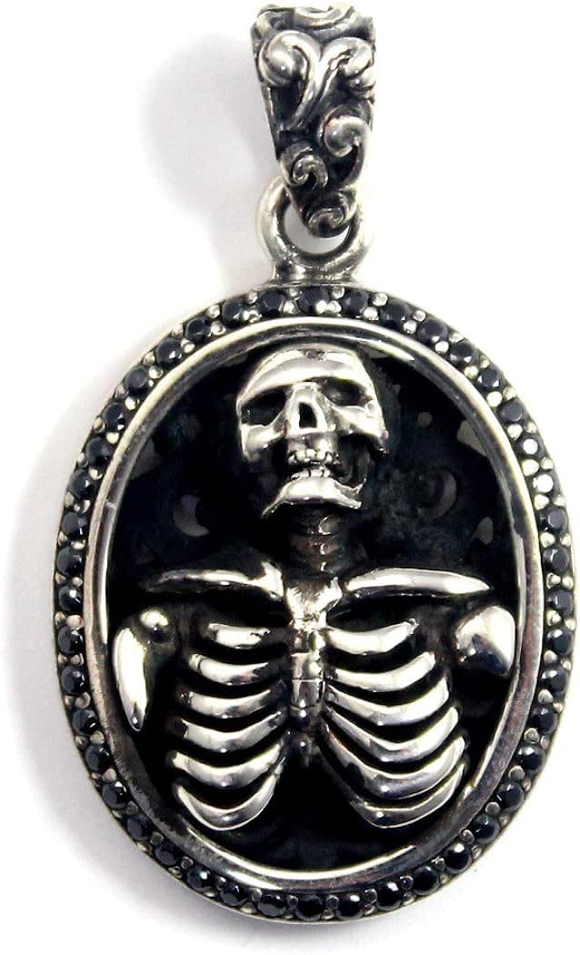 COSUMOSU Skull Skeleton Body 925 sterling silver large Pendant for Necklace