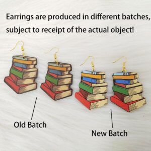 twinkle eye Color Classics Stackable Book Hanging Earrings Personality Beginning Season Teacher Student Gifts Book Earrings Double Sided Color Painting for Women