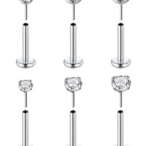 D.Bella 18G 20G Threadless Push in Nose Studs for Women Surgical Steel Straight Bar Nose Rings Studs 2mm 3mm 4mm Diamond CZ Nose Piercings Nostril Piercing Jewelry