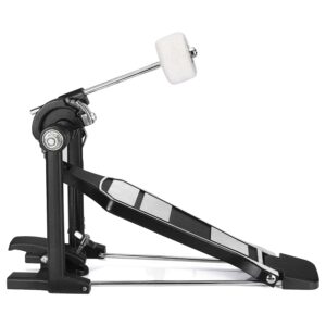 Facmogu Alloy Bass Drum Pedal, Single Bass Drum Pedal Come with Classic Felt Beater Stick & Drum Key for Drum Set Instrument, Single-Chain Bass Drum Pedal for Beginner & Pro Drummers