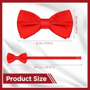 PAFUWEI Men's Pre-Tied Bow Tie, Tux Bowtie Solid Color Neck Bow Ties Adjustable Length Formal Satin Bow Tie for Wedding Party (Polyester, Red)