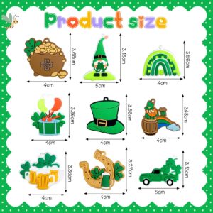 Jadive 36 Pieces St. Patrick's Day PVC Keychains Irish Festival Themed Party Decor Keychain for Kids Gnome, Shamrock, Beer, Irish, Horseshoes, Coins 9 Styles (Shamrock)