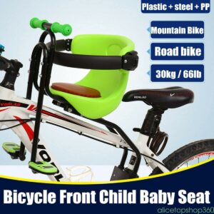 RENVIERY Bicycle Bike Front Seat,Bicycle Baby Seat Kids Child Safety Carrier Front Seat Saddle Cushion with Pedal,Carrier Up to 30KG,Fit for Mountain Bike、Road Bike