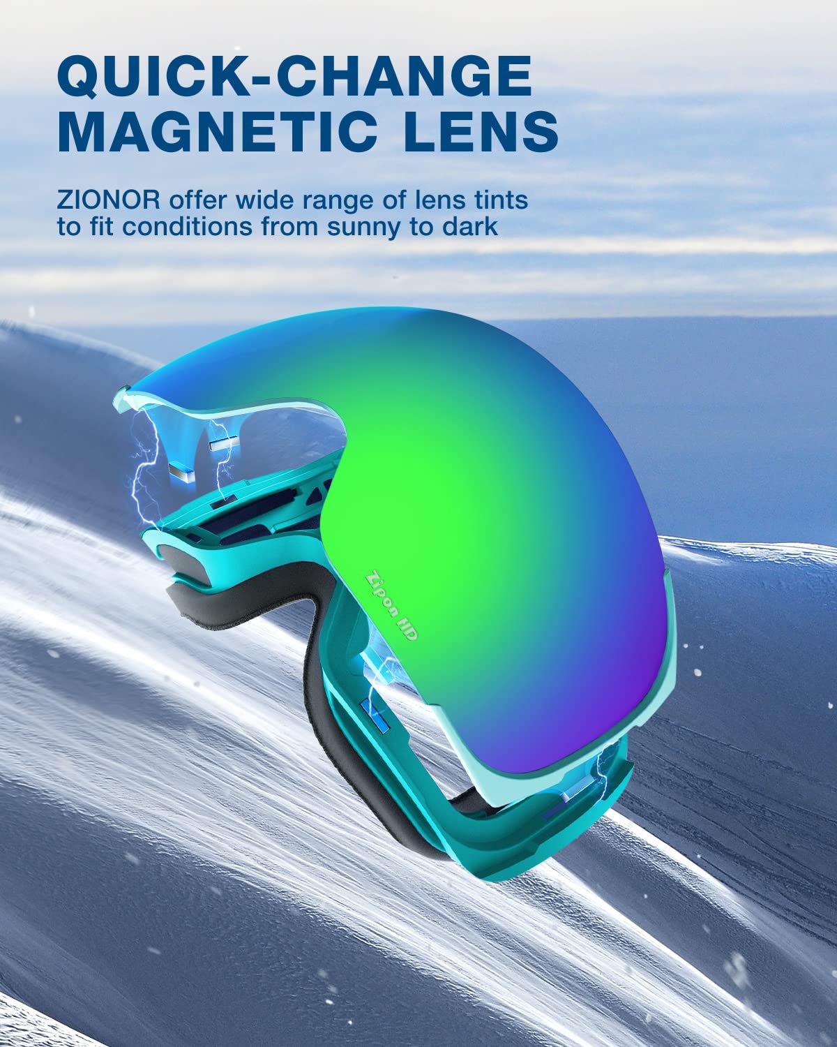 ZIONOR Lagopus Ski Goggles Z1 Zipon HD Lens Ski Goggles