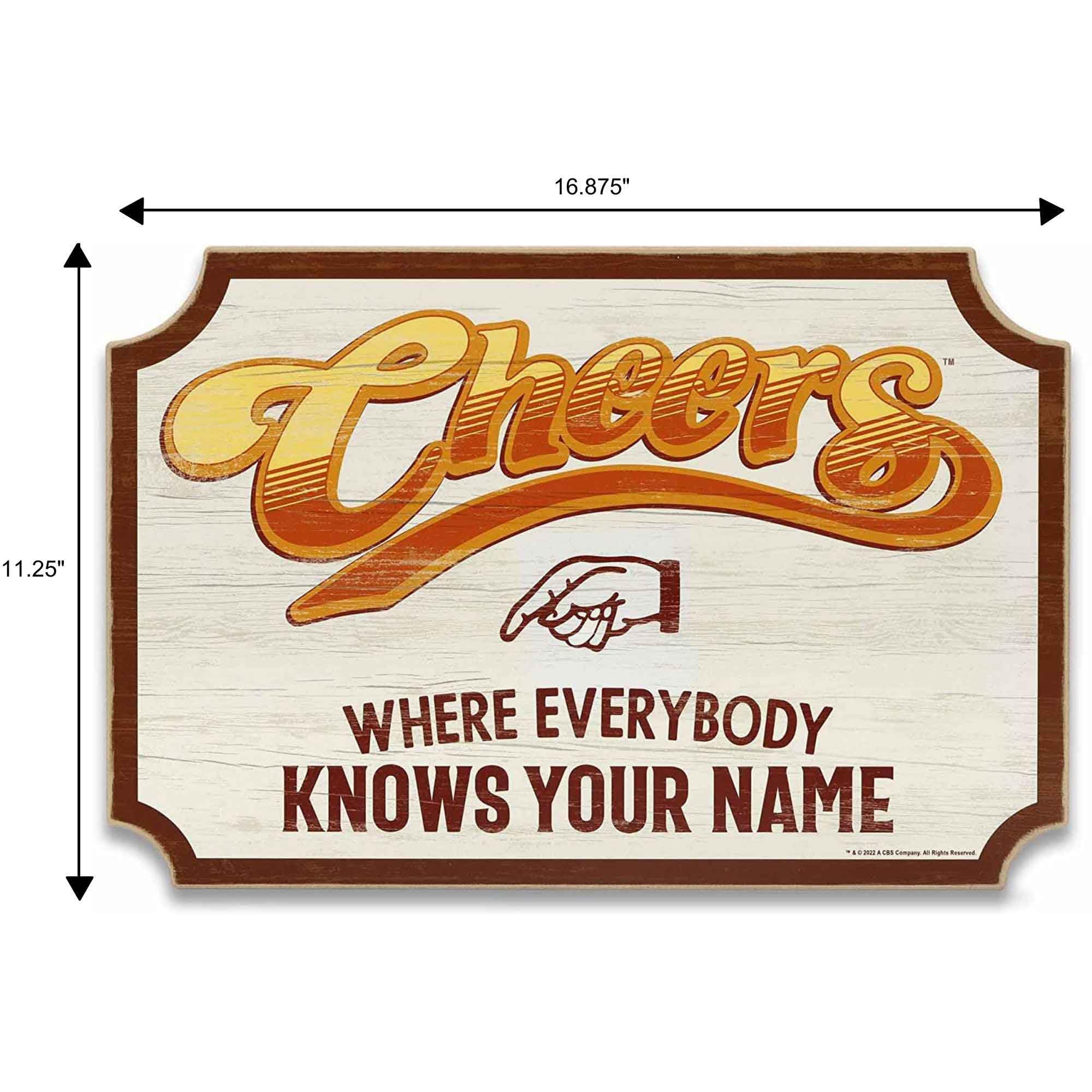 Open Road Brands Cheers Where Everybody Knows Your Name Wood Wall Decor - Fun Cheers Sign for Home Decorating