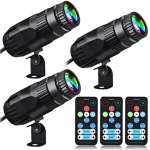 Tarpop 3 Pcs Disco Spotlights with 3 Remote Bright Mirror Pinspot Light 15W RGBW LED Beam Stage Light 4 in 1 Stage Lighting for DJ Dance Party (Black)