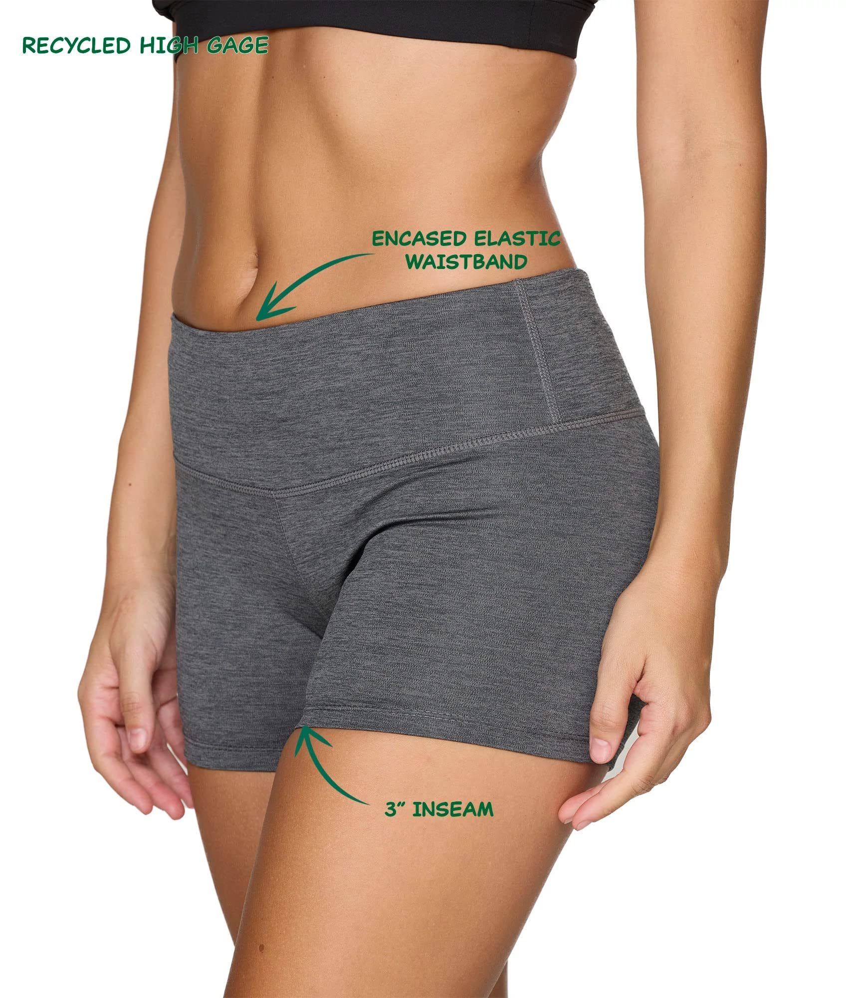 EAFW Women's Ablaze Eco-Friendly Recycled Polyester 3" Bike Short (Heather Charcoal, Small)