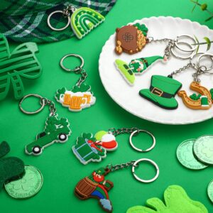 Jadive 36 Pieces St. Patrick's Day PVC Keychains Irish Festival Themed Party Decor Keychain for Kids Gnome, Shamrock, Beer, Irish, Horseshoes, Coins 9 Styles (Shamrock)