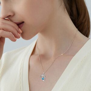 ONEFINITY Dolphin Necklace 925 Sterling Silver Dolphin Pendant Cute Animal Ocean Blue Heart New Years Necklace Jewelry for Women