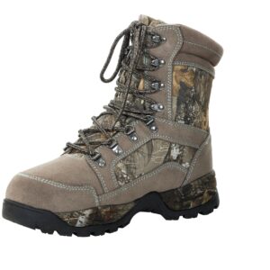 DOING SOMETHING GREAT Lace Up Insulated Hunting Boots for Women - Water-Resistant and 1400g Insulated with Traction Grip Sole, Realtree Edge, 7