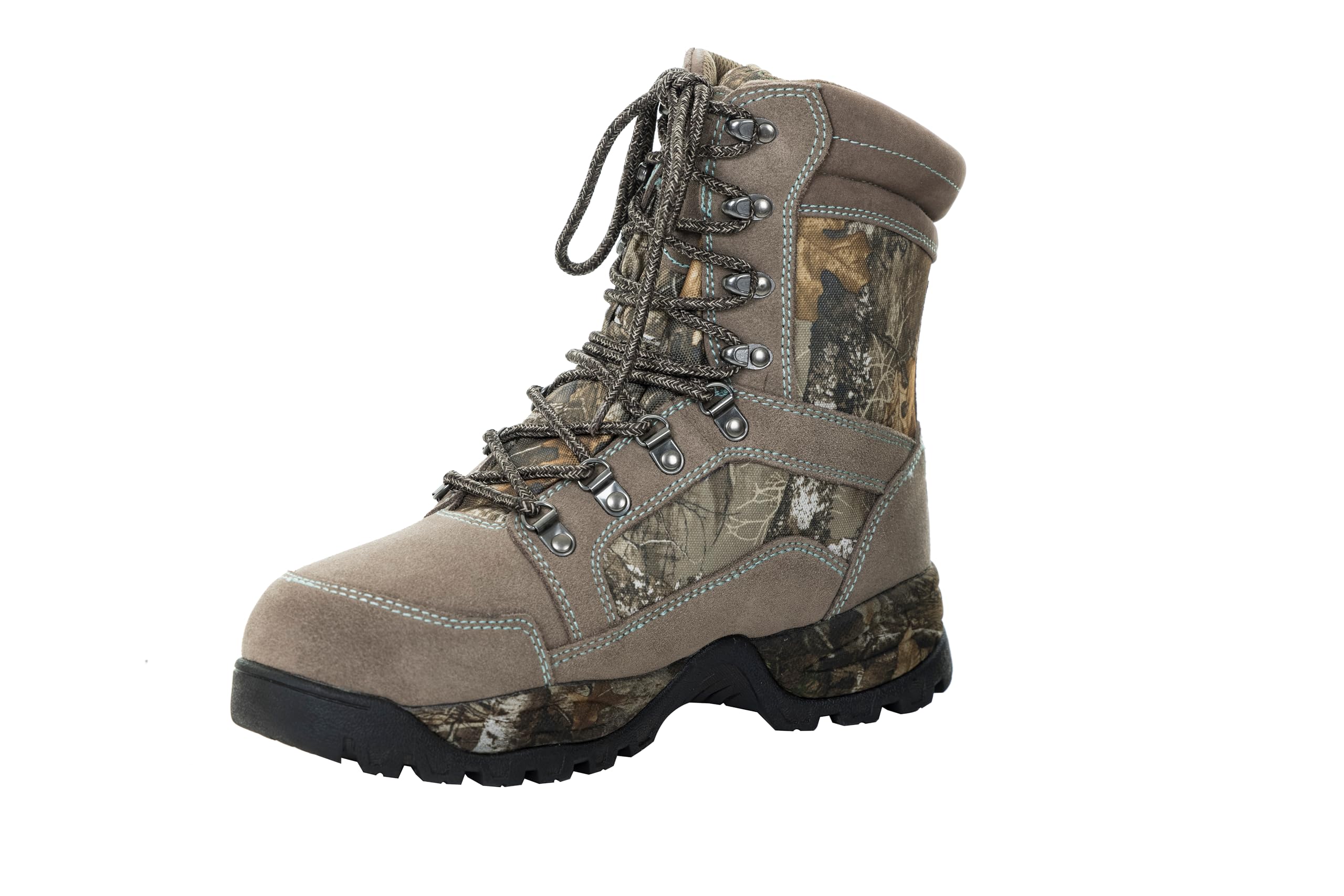 DOING SOMETHING GREAT Lace Up Insulated Hunting Boots for Women - Water-Resistant and 1400g Insulated with Traction Grip Sole, Realtree Edge, 7