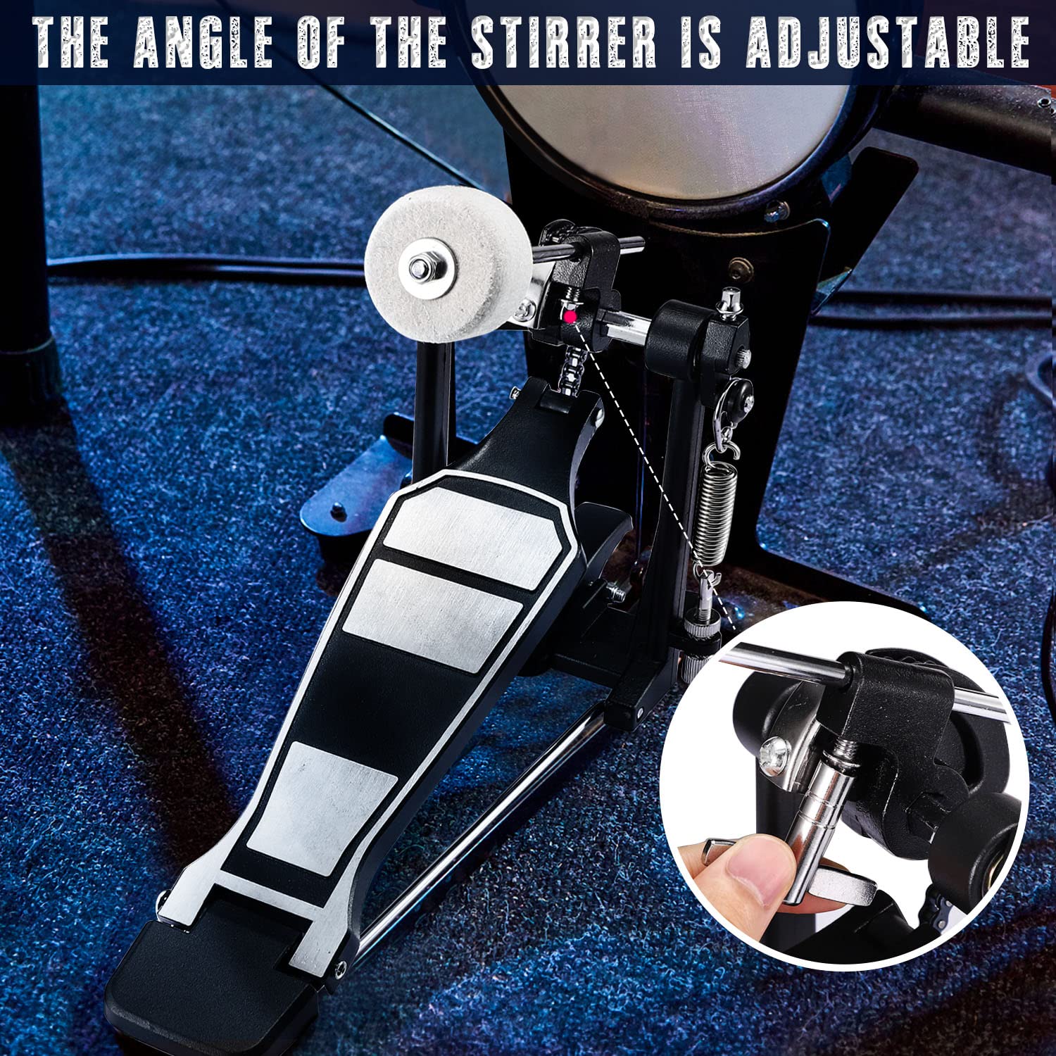 Facmogu Alloy Bass Drum Pedal, Single Bass Drum Pedal Come with Classic Felt Beater Stick & Drum Key for Drum Set Instrument, Single-Chain Bass Drum Pedal for Beginner & Pro Drummers