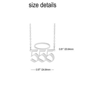 Aprila Women Necklace,Stainless Steel Minimalist Angel Number 555 Pendant Necklace Jewelry