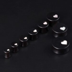 COOEAR 1 Pair Gauges For Ears Wood Saddle Plugs and Tunnels Heart Logo Earrings Expander Stretchers.