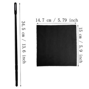 2 Sets Flute Cleaning Rod and Cloth, Flute Cleaning Kit, Flute Cleaning Rod and Flute Cleaning Cloth, Cleaning Swabs Flute Cleaning Cloth, Flute Cleaning Rod, Flute Cleaning Cloth (Black)