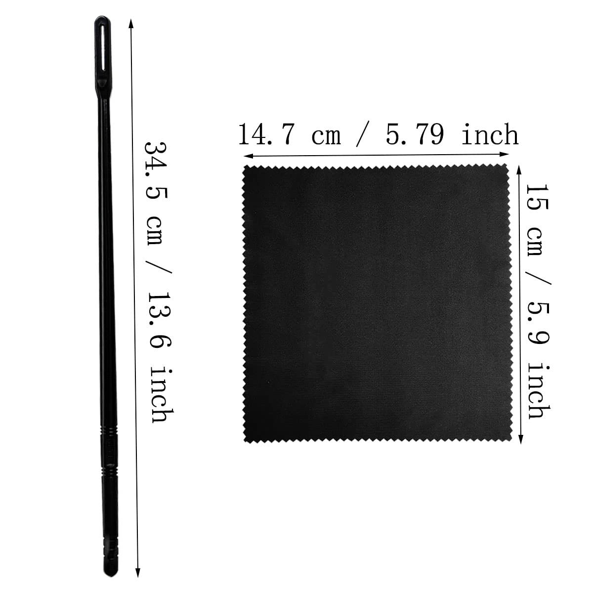 2 Sets Flute Cleaning Rod and Cloth, Flute Cleaning Kit, Flute Cleaning Rod and Flute Cleaning Cloth, Cleaning Swabs Flute Cleaning Cloth, Flute Cleaning Rod, Flute Cleaning Cloth (Black)