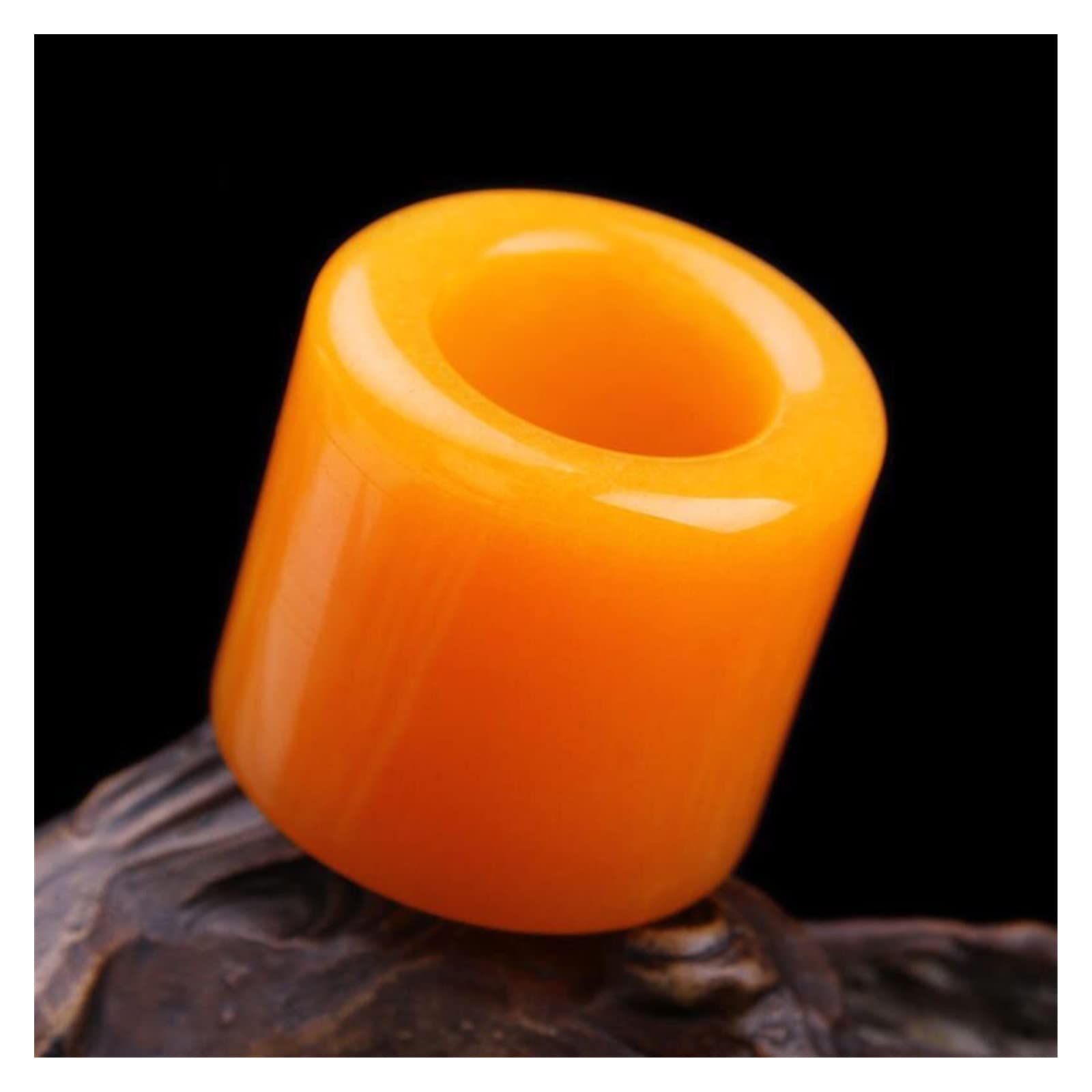 IXOUP Natural Yellow Jade Ring Men Women Fine Jewelry Accessories Genuine Jades Stone Thumb Rings Wide Band (Gem Color : 22mm)