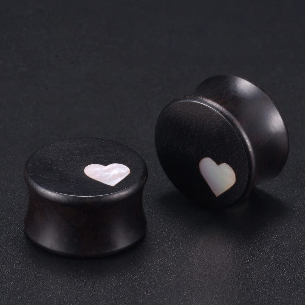 COOEAR 1 Pair Gauges For Ears Wood Saddle Plugs and Tunnels Heart Logo Earrings Expander Stretchers.