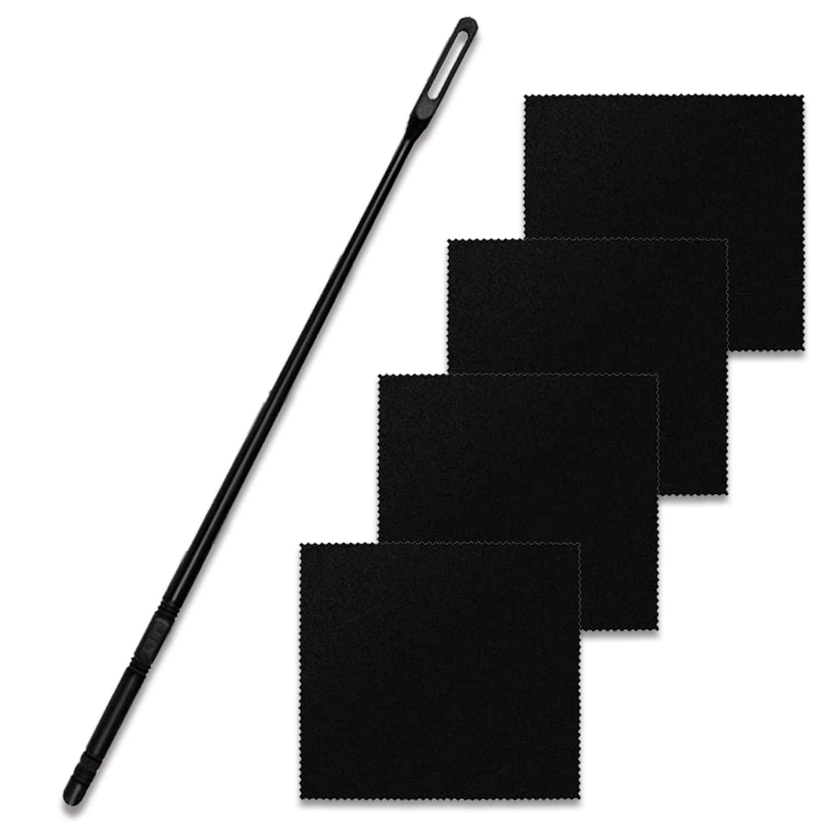 Flute Cleaning Kit Flute Cleaning Rod with 4pcs Flute Cleaning Cloth Flute Cleaning Swabs Flute Polishing Cloth Flute Stick Flute Cleaner Flute Cleaning Tools for Flute maintenance tools, black