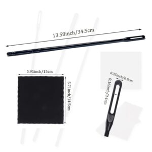 Flute Cleaning Kit Flute Cleaning Rod with 4pcs Flute Cleaning Cloth Flute Cleaning Swabs Flute Polishing Cloth Flute Stick Flute Cleaner Flute Cleaning Tools for Flute maintenance tools, black