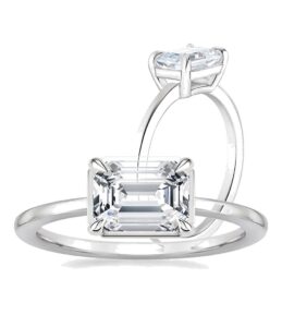 2 ct emerald cut vvs1 colorless moissanite engagement ring wedding bridal east west set for women moissanite rings gifts anniversary promise her, 925 sterling silver