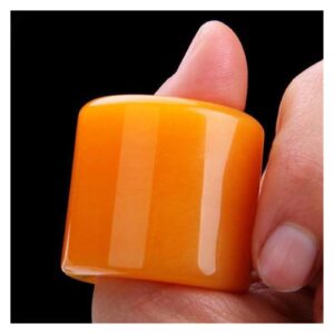 IXOUP Natural Yellow Jade Ring Men Women Fine Jewelry Accessories Genuine Jades Stone Thumb Rings Wide Band (Gem Color : 22mm)