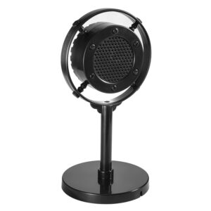 Facmogu Antique Diaphragm Condenser Microphone Props, Ancient Fake Plastic Mic from 1930s - 1940s, Vintage Retro Microphone Props for Holiday Party Shooting - Black