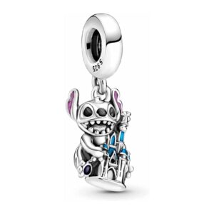 RMMY S925 Steling Silver Charm for Bracelet Necklace Dog and Castle for Women gifts