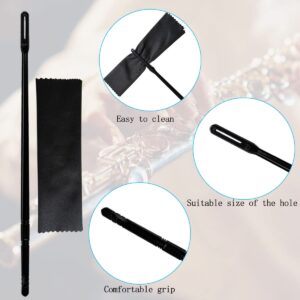 2 Sets Flute Cleaning Rod and Cloth, Flute Cleaning Kit, Flute Cleaning Rod and Flute Cleaning Cloth, Cleaning Swabs Flute Cleaning Cloth, Flute Cleaning Rod, Flute Cleaning Cloth (Black)