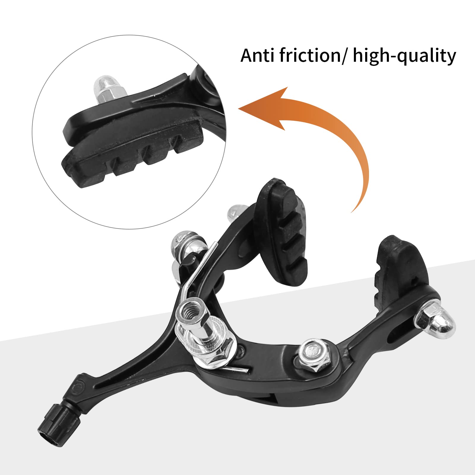 UOIENRT Front& Rear Bike Brake Kit Caliper Side Pull Alloy Bike Brake Caliper Kit Replacement for Road Bikes(Black)