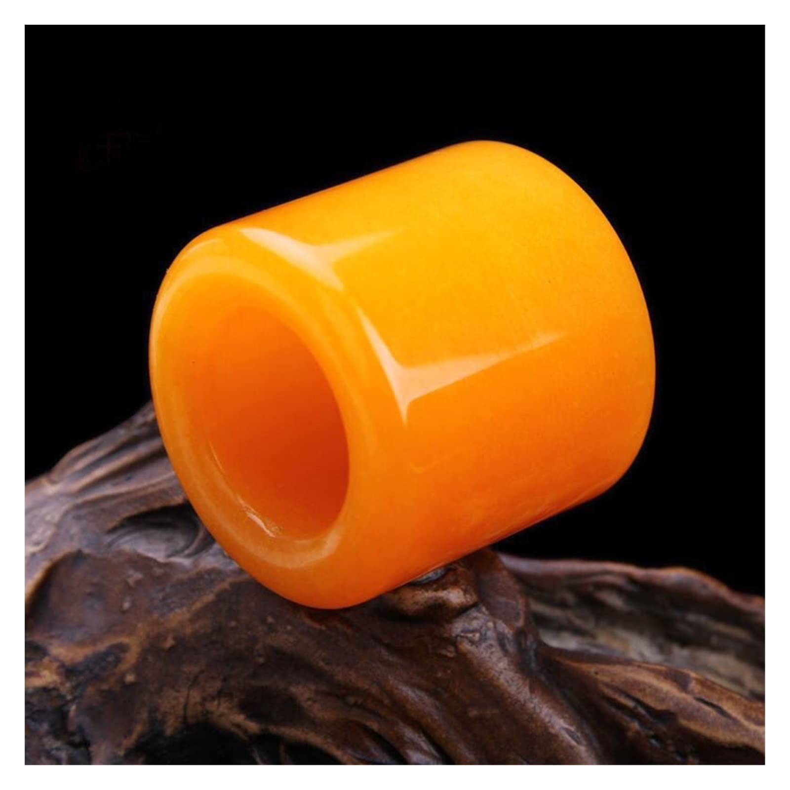 IXOUP Natural Yellow Jade Ring Men Women Fine Jewelry Accessories Genuine Jades Stone Thumb Rings Wide Band (Gem Color : 22mm)